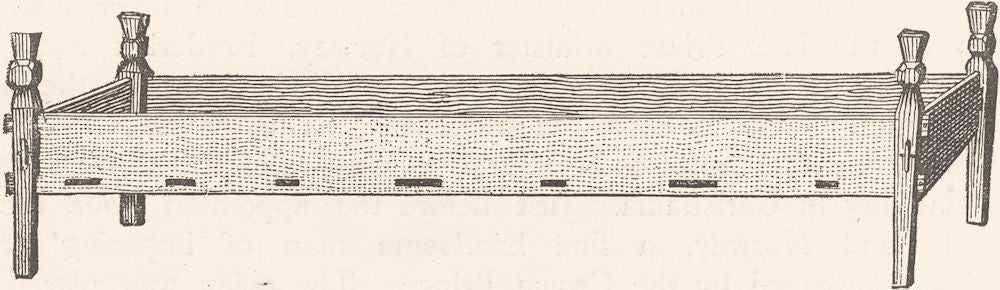 NORWAY. Oaken bedstead found in the Viking's Ship 1890 old antique print